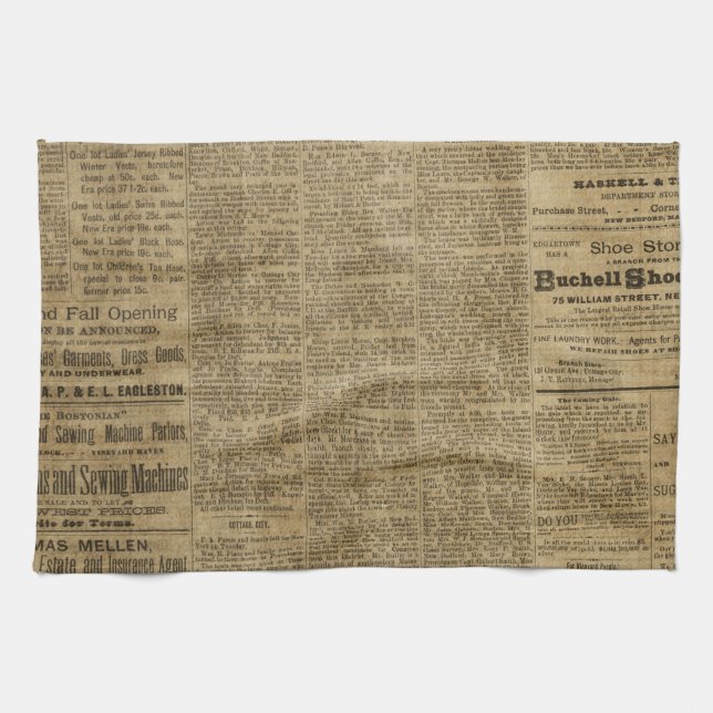 Old Vintage Newspaper Kitchen Towel (Horizontal)