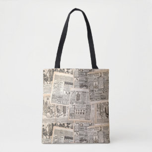 old vintage newspapers tote bag