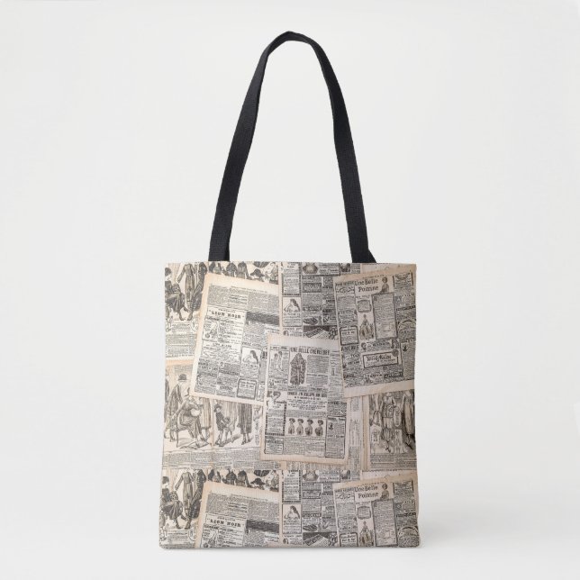 old vintage newspapers tote bag (Front)