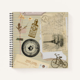 Old vintage papers stickers diary journal notebook