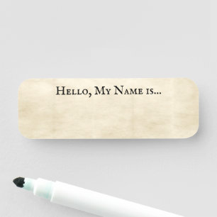 Old Vintage Parchment Book Page Look Reusable Name Tag