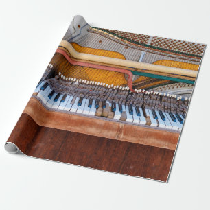Old vintage piano with the lid off. A dilapidated  Wrapping Paper