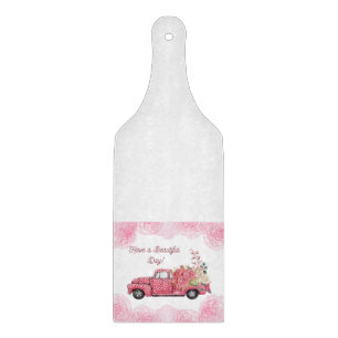 Old Vintage Pink Pickup Truck Kitchen Towels Cutting Board