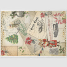 Old Vintage Postcards Christmas Santa Decoupage