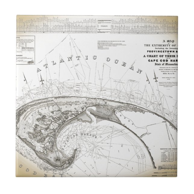 Old Vintage Provincetown Cape Cod Map Tile (Front)