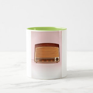 Old vintage retro Radio planyer Two-Tone Coffee Mug