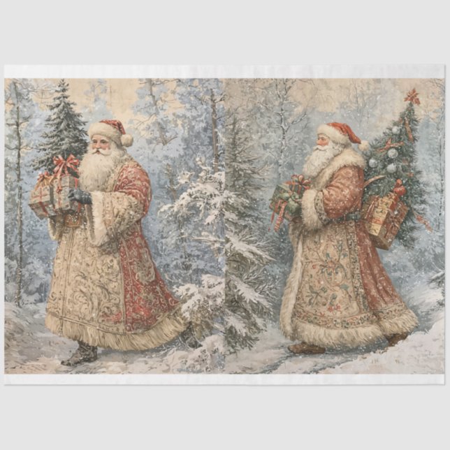 Old Vintage Santas Tissue Paper (Front)