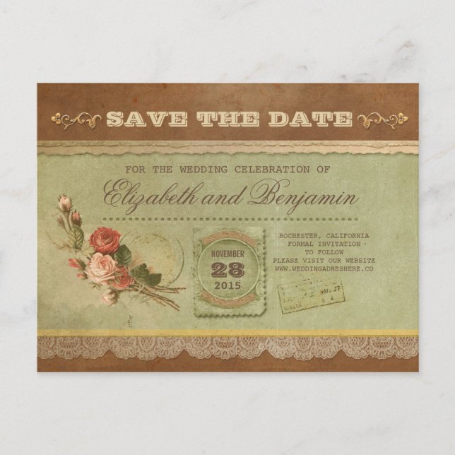 Old vintage save the date tickets - postcards (Front)