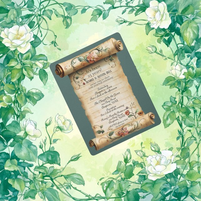 Old Vintage Scroll 25 Years Vow Renewal Invitation (Creator Uploaded)