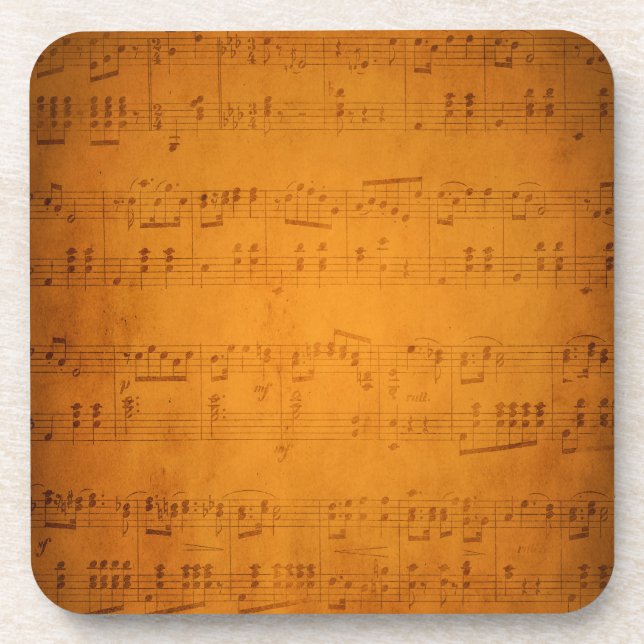 Old vintage sheet music coaster (Front)