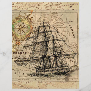 Old vintage ship scrapbook paper