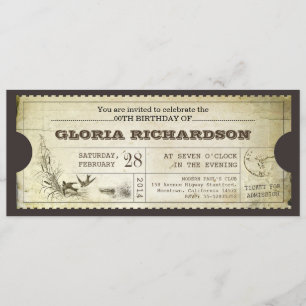 OLD VINTAGE TICKETS BIRTHDAY PARTY INVITATION