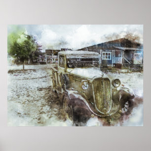 Old Vintage Town Truck Poster