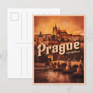 old vintage travel prague czech republic gifts postcard