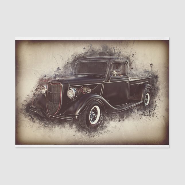 Old Vintage Truck Decoupage Tissue Paper (Front)
