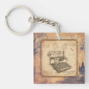 Old Vintage Typewriter. Author / Writer Gift Keychain