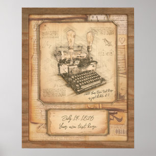 Old Vintage Typewriter. Author / Writer Gift Poster