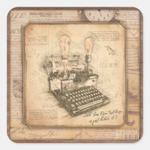 Old Vintage Typewriter. Author / Writer Gift Square Sticker
