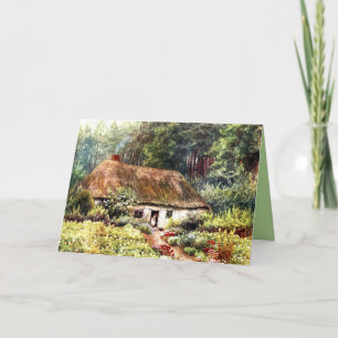 Old Vintage Victorian Cottage Woods Watercolor Card