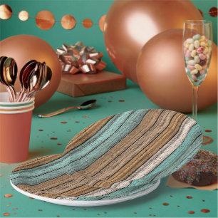 Old Vintage Weathered Wooden Planks Pattern Paper Plate