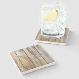 Old Vintage Weathered Wooden Planks Pattern Stone Coaster