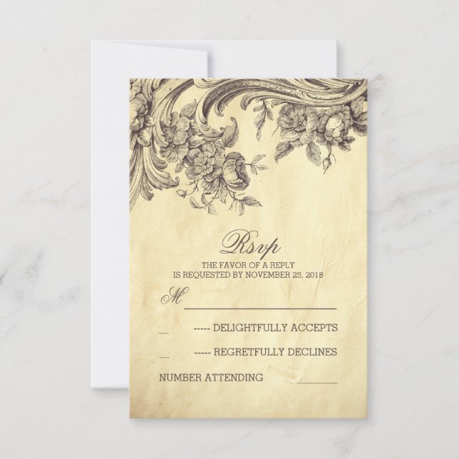 Old vintage wedding RSVP cards (Front)