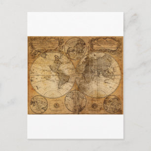 Old Vintage World Map Postcard