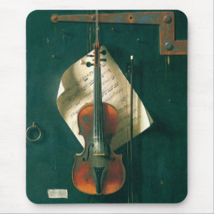 Old Violin Still Life by Harnett, Vintage Fine Art Mouse Pad