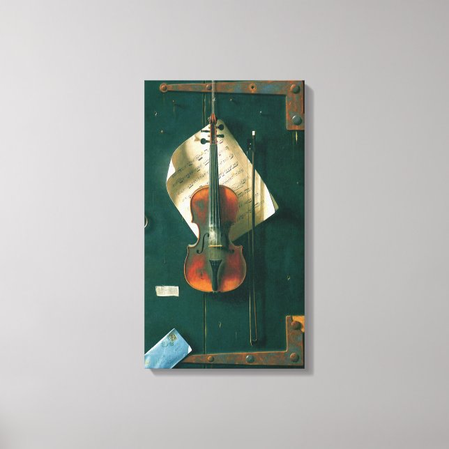 Old Violin Still Life by William Michael Harnett Canvas Print (Front)