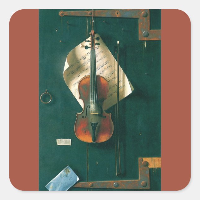 Old Violin Still Life by William Michael Harnett Square Sticker (Front)