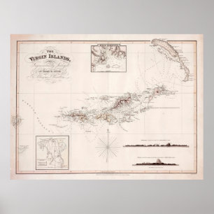 Old Virgin Islands Map (1821) Poster