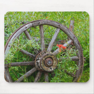 Old wagon wheel in historic old gold town 3 mouse pad