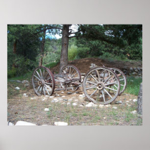 Old Wagon Wheels Poster