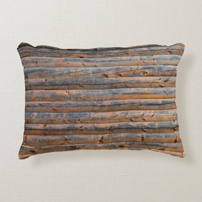 Old wall of wooden planks with cracks. Beam made o Accent Pillow (Front)