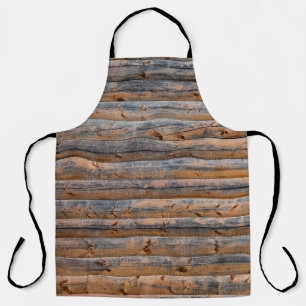 Old wall of wooden planks with cracks. Beam made o Apron