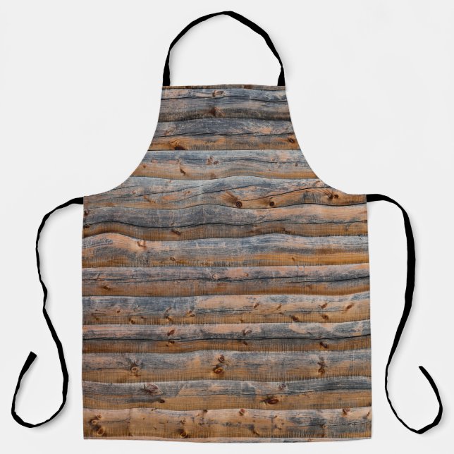 Old wall of wooden planks with cracks. Beam made o Apron (Front)