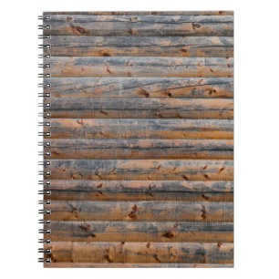 Old wall of wooden planks with cracks. Beam made o Notebook