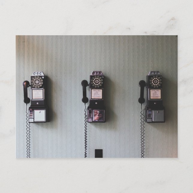 Old wall telephone postcard (Front)