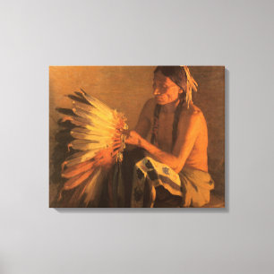 Old War Bonnet by Joseph Henry Sharp Canvas Print