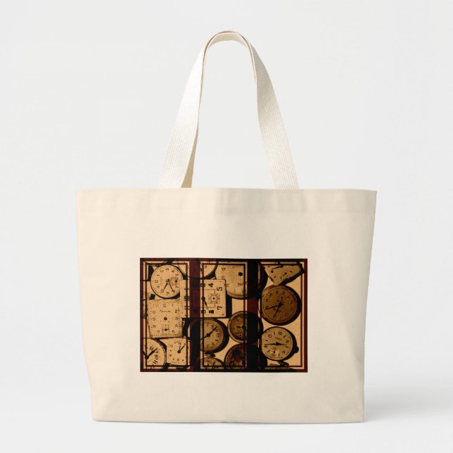 Old Watch Triptych Large Tote Bag (Front)