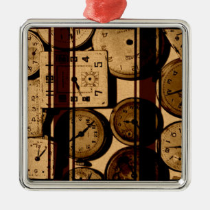 Old Watch Triptych Metal Ornament