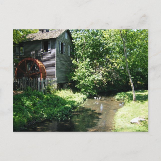 Old Water Mill and Creek Postcard (Front)