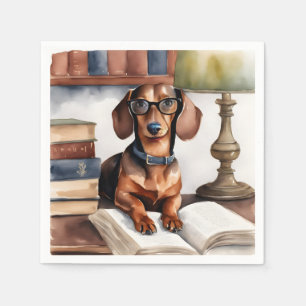 Old Watercolor Dachshund Napkin