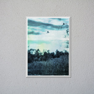 Old Watercolor with a Bird Glossy Poster