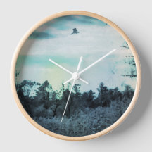 Old Watercolor with a Bird Wall Clock