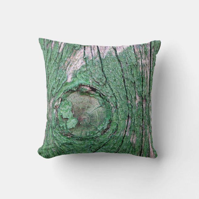 Old Weathered Painted Green Wood Background Textur Throw Pillow (Front)