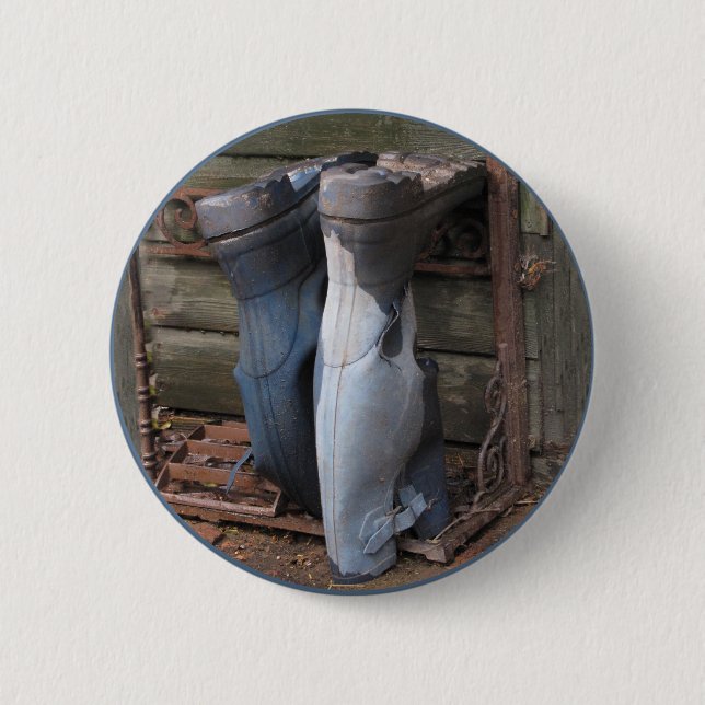 Old Wellies 2 Inch Round Button (Front)