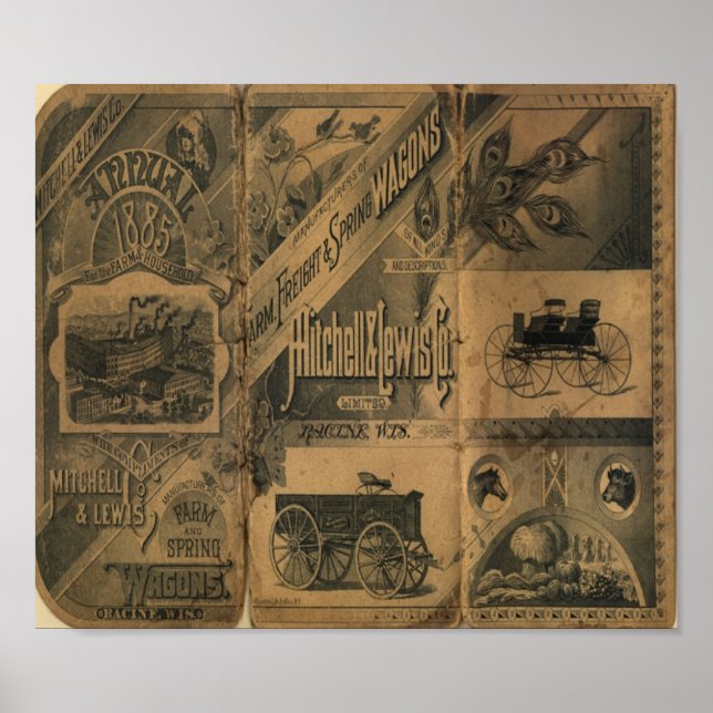 Old West 1885 Collage Vintage Art Print Poster (Front)
