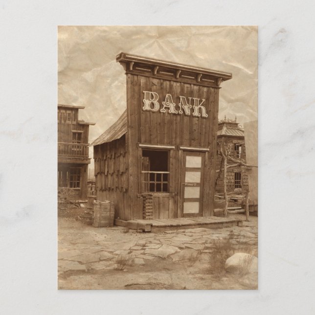 Old West Bank Sepia Postcard (Front)