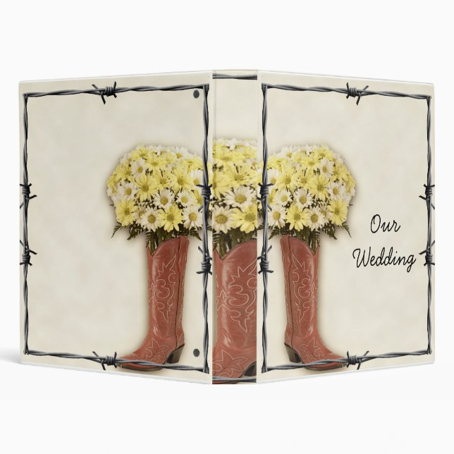 Old West Boot Bouquet 1 Wedding Album Binder (Background)